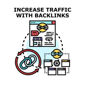 Backlinks increasing website traffic and online visibility Stock Illustration
