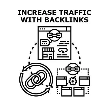 Backlinks increasing website traffic and online visibility Stock Illustration