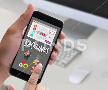 Backlinks Technology Online Web Backlinks Technology Online Web Busine Stock Photos