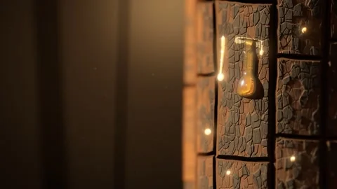 Backlit Amber Pine Resin Drop Oozing Down Tree Bark Macro Animation Video stock 347279792