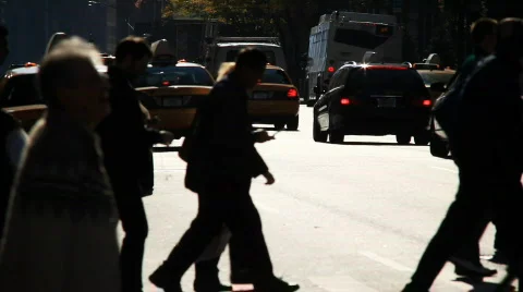Backlit Anonymous Pedestrians Stock Footage 572823
