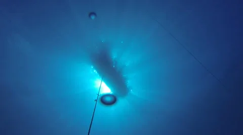 Backlit Boat from Underwater Stock Footage 35478282