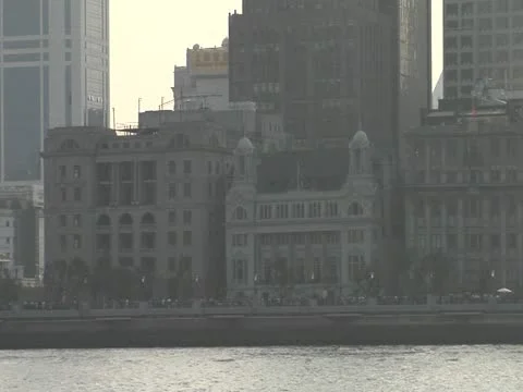 Backlit bund in shanghai Stock Footage 10891157