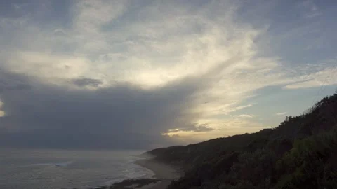 Backlit Clouds and Ocean Swells at Point Lonsdale Back Beach Victoria Stock Footage 327615179