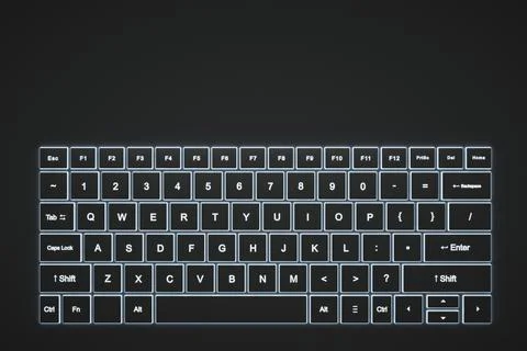 Backlit computer keyboard. View from above. Foto stock