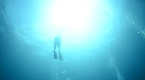 Backlit diver Stock Footage 33849769