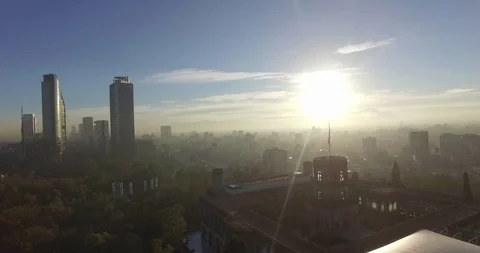 Backlit drone approach of Chapultepec Castle. Video stock 126047921