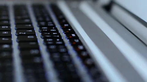 Backlit keyboard close up. Stock Footage 73800238