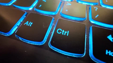 Backlit Laptop Computer Keyboard - ALT and CTRL keys Stock Footage 229582853