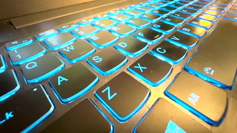 Backlit Laptop Computer Keyboard Stock Footage 229582868