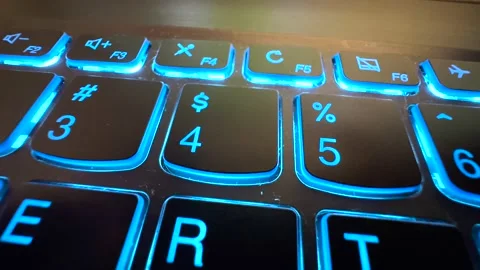 Backlit Laptop Computer Keyboard - Numbers 3,4 and 5 Stock Footage 229196207