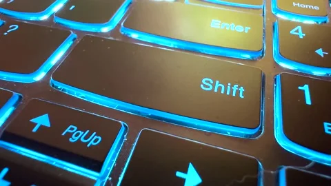 Backlit Laptop Computer Keyboard - SHIFT key Stock Footage 229196231