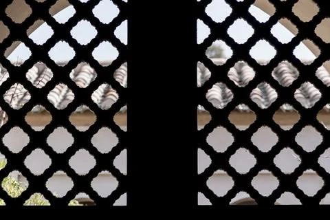 Backlit Lattice in an Old Window Stock Photos
