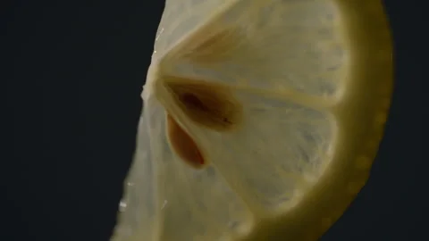 Backlit Lemon Slice Revealing Translucent Citrus Texture Stock Footage 336464072