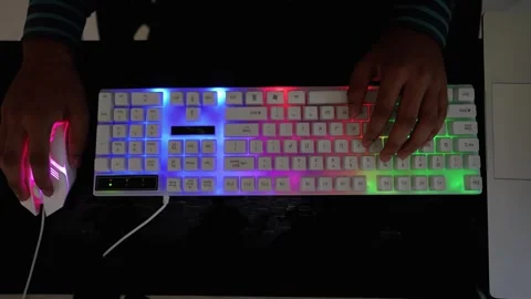 Backlit Mechanical Keyboard and Mouse Setup Stock Footage 317737354