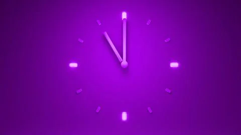 Backlit purple clock time 3D illustration 3D rendering subtle イラスト素材