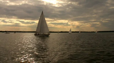 Backlit Sails Stabilized Stock Footage 461275