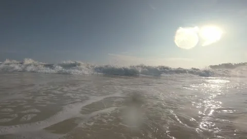 Backlit Shorebreak Builds Then Bursts Across Lens at Mirissa Beach, Sri Lanka Video stock 340867203