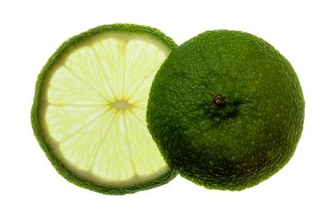 Backlit slice and end of lemon Stock Photos