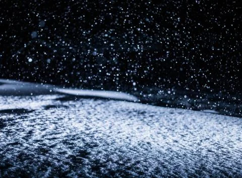 Backlit Snow Texture during Snowstorm at Night Stock Photos