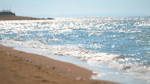 Backlit Summer Beach Waves Shimmering 4K Video stock 341858162