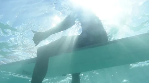 Backlit Surfer (Underwater) Video stock 65169143