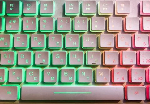Backlit white computer keyboard, keys Stock Photos