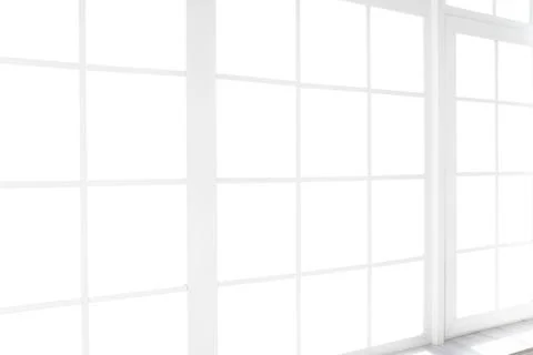 Backlit window with white curtains in empty room Stock Photos