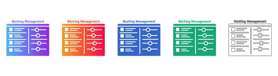 Backlog Management Task List Icons Stock Illustration