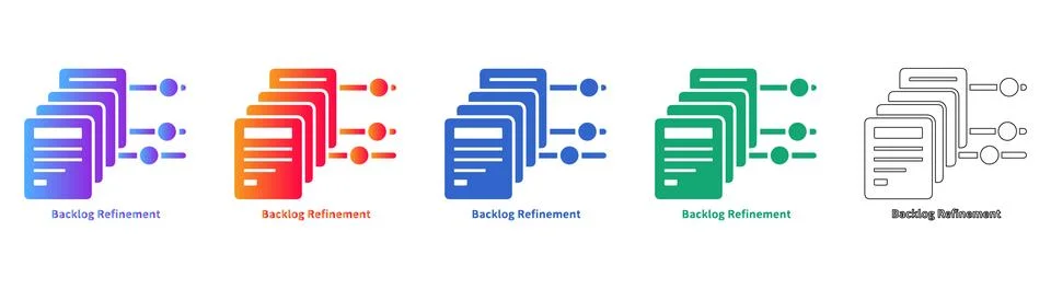 Backlog Refinement Process Icon Set Stock Illustration