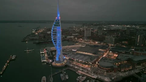 Backout blue tower  slow Video stock 234926829