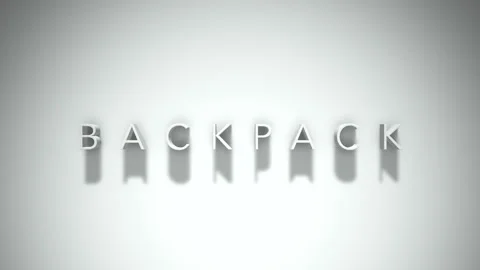 Backpack 3D title animation with shadows on a white background Stock Footage 297669892
