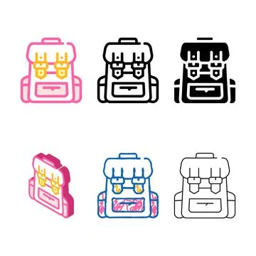Backpack accessory color icon vector stylized Stock Illustration