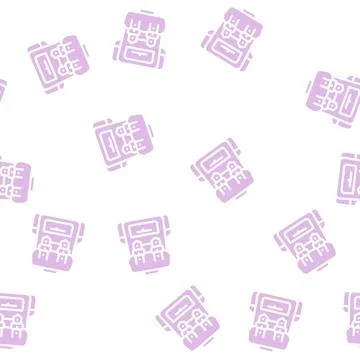 Backpack accessory glyph vector seamless pattern Stock Illustration