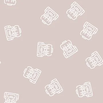 Backpack accessory line vector seamless pattern 스톡 일러스트