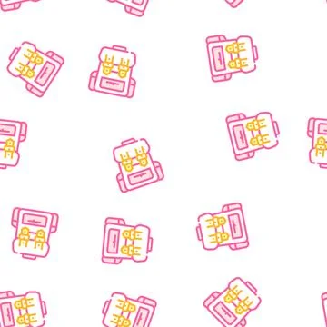 Backpack accessory vector seamless pattern Illustrazione stock