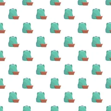 Backpack and flower pot seamless pattern background 库存插图