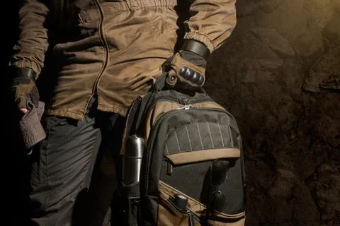 Backpack and gear composition. Foto stock