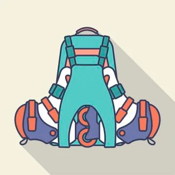 Backpack and inline roller skates. Flat vector illustration Stock Illustration