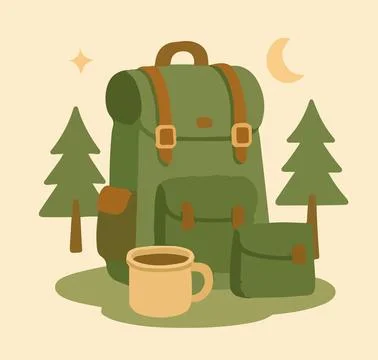Backpack and Mug Camp Icon Illustration Stock Illustration