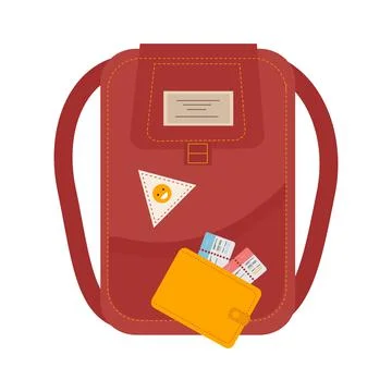 Backpack and wallet for use in website design Stock Illustration