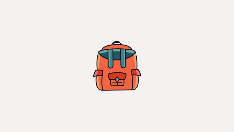 Backpack animation motion icon cartoon color illustration template design Stock Footage 265216492
