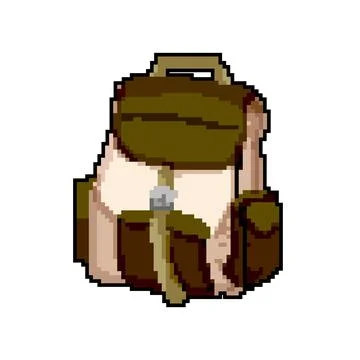 Backpack bag camp game pixel art vector illustration イラスト素材