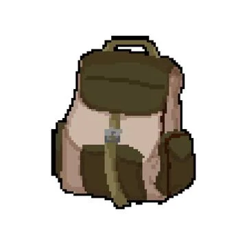 Backpack bag camp pixel art vector illustration Stock Illustration