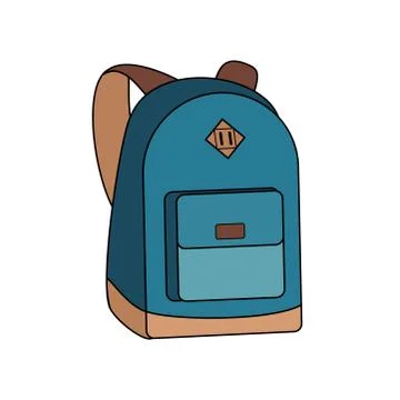 Backpack bag rucksack vector blue isolated. Youth fashion hipster school boy Stock Illustration