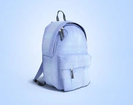 Backpack bag school 3d render on blue イラスト素材