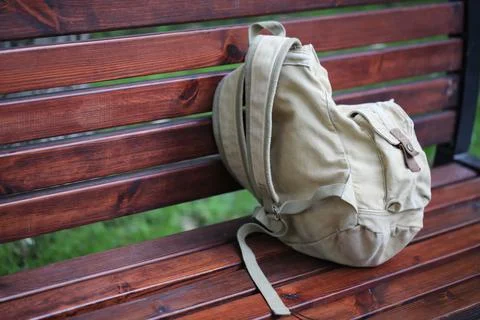 Backpack bench Stock Photos