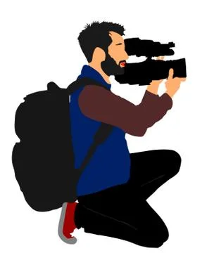 Backpack Cameraman vector illustration with video camera Stock-Illustration
