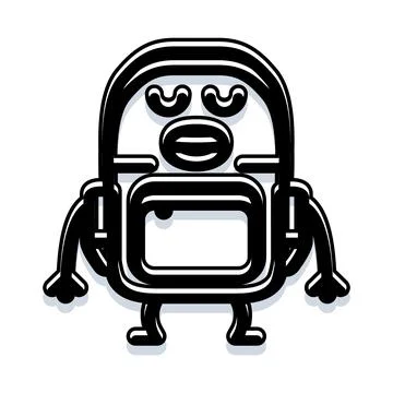 Backpack cartoon character standing with happy expression Stock Illustration