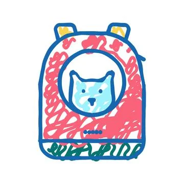 Backpack for cat carrying icon doodle illustration Stock Illustration
